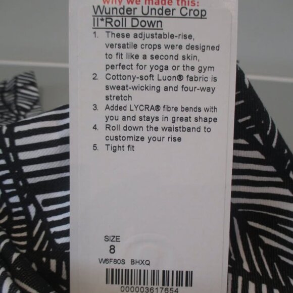 Lululemon Wunder Under Crop II *Roll Down Waist - NEW WITH TAG - Size 8 - Picture 3 of 3